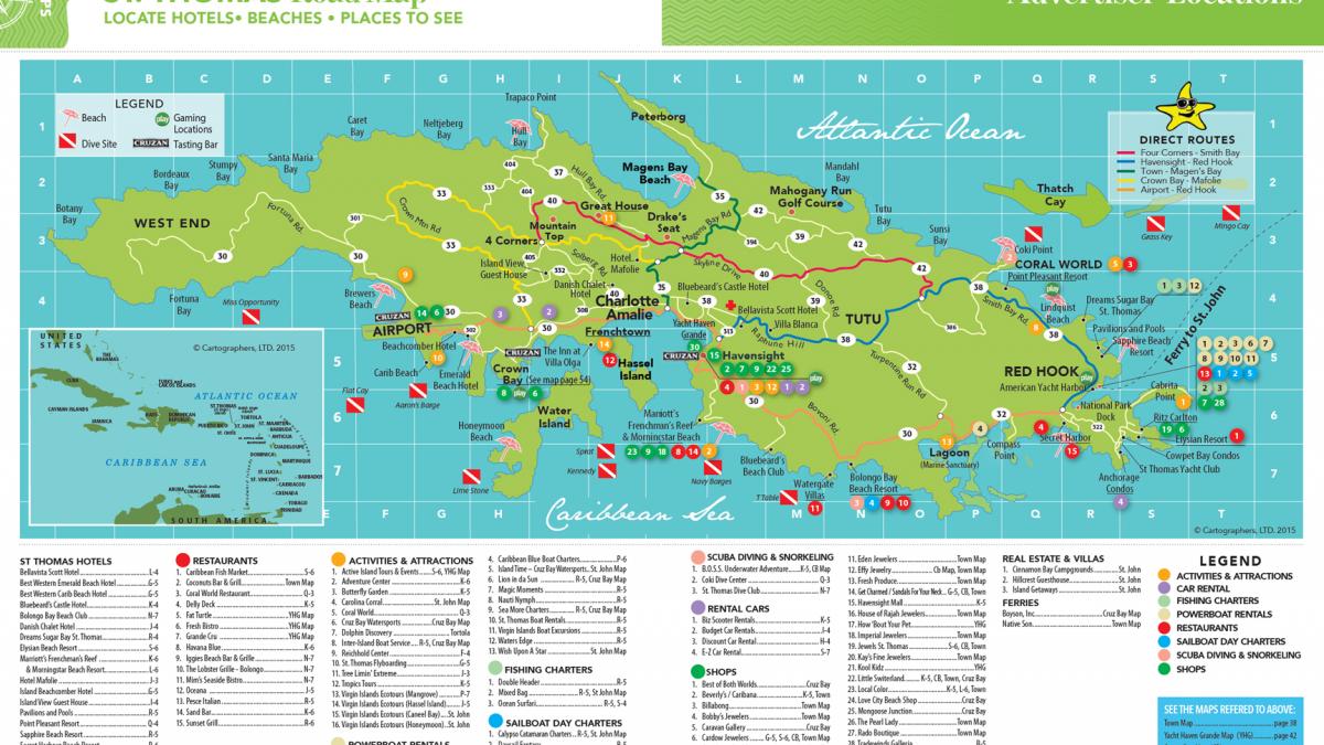 St thomas island road map