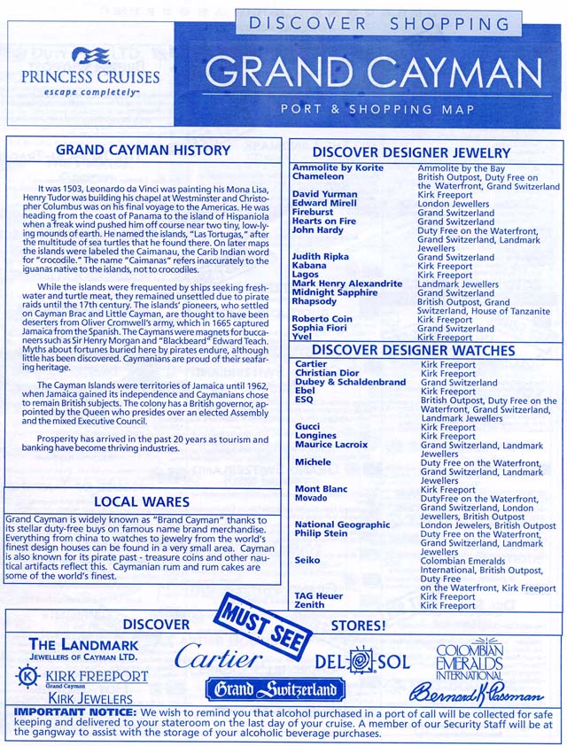 Star princess grand cayman port and shopping map 1